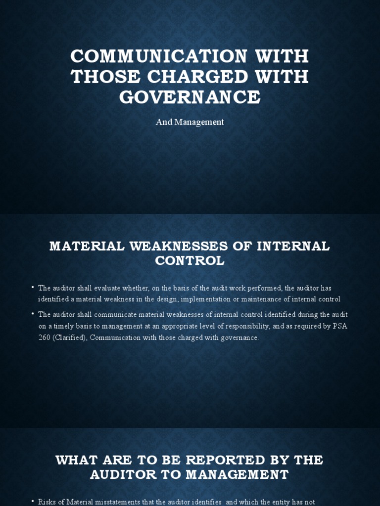 Charged With Governance _ The Auditor’s Communication with Those ...