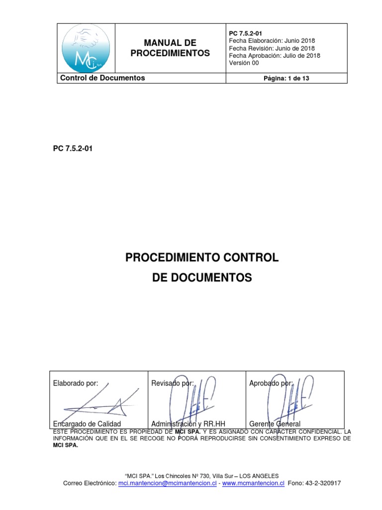 1 Procedimiento Control de Documentos 7.5.2-01 | PDF | Sistema de ...