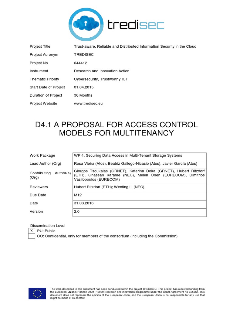 A Proposal For Access Control Models For Multi-Tenancy - 0 | PDF ...