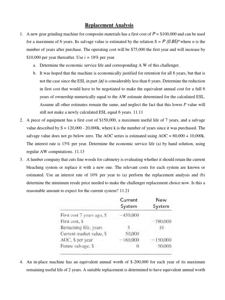 Economic Analysis for Equipment Replacement | PDF | Value (Economics ...