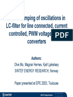 Active Damping of Oscillations in LC-filter For Line Connected, Current Controlled, PWM Voltage Source Converters