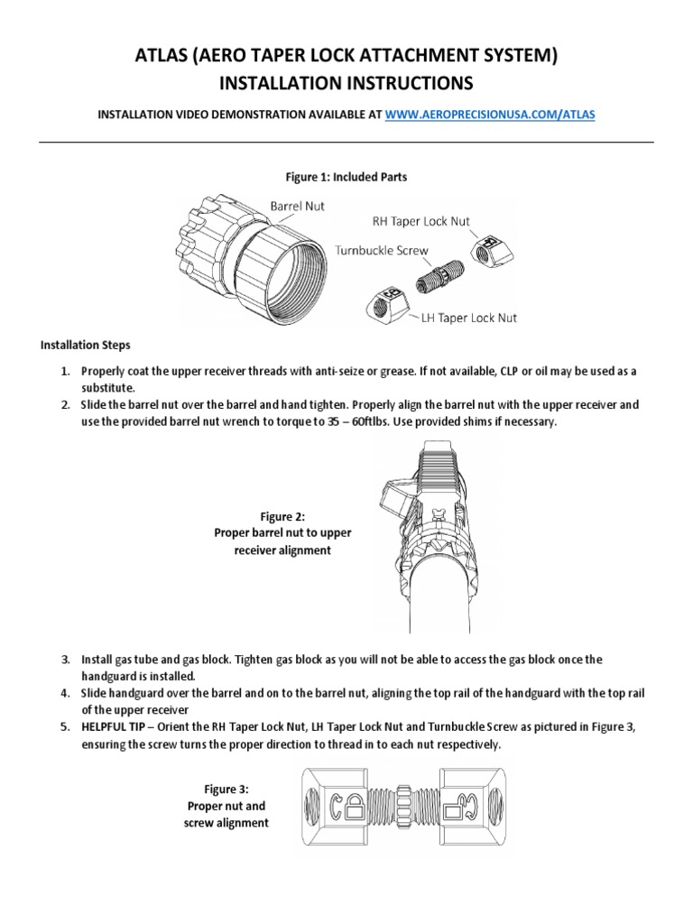 Atlas (Aero Taper Lock Attachment System) Installation Instructions