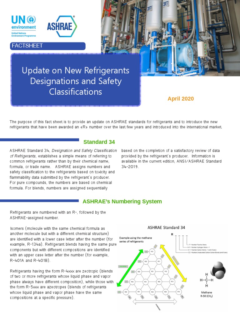 UNEP ASHRAE Factsheet On New Refrigerants Designation and Safety