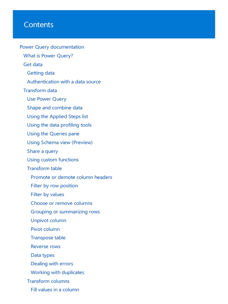 Power query documentation pdf databases microsoft excel