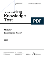 Teaching Knowledge Test: Examination Report