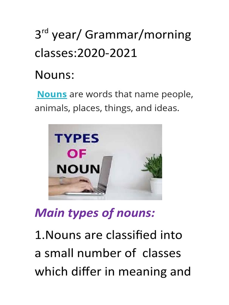 3rd Year2020 Types of Nouns Document Download Free PDF Noun Plural