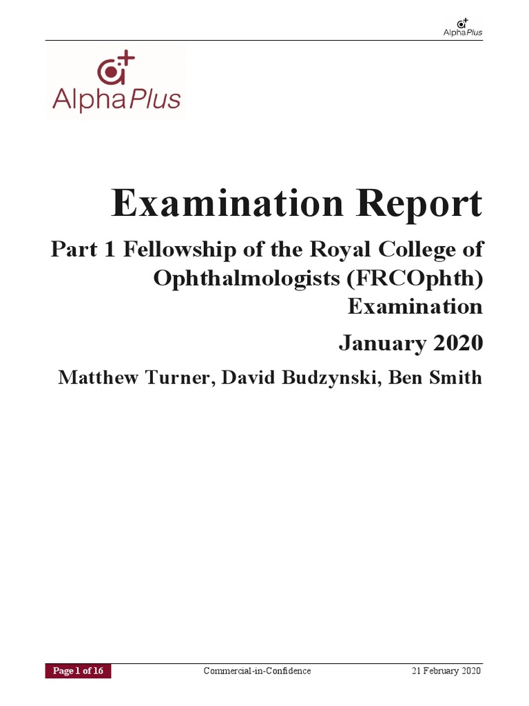 FRCOphth Exam Report Jan 2020 | PDF | Standard Deviation | Tests