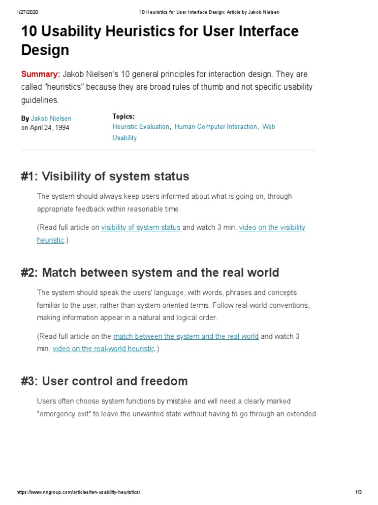 10 Heuristics For User Interface Design - Article by Jakob Nielsen ...