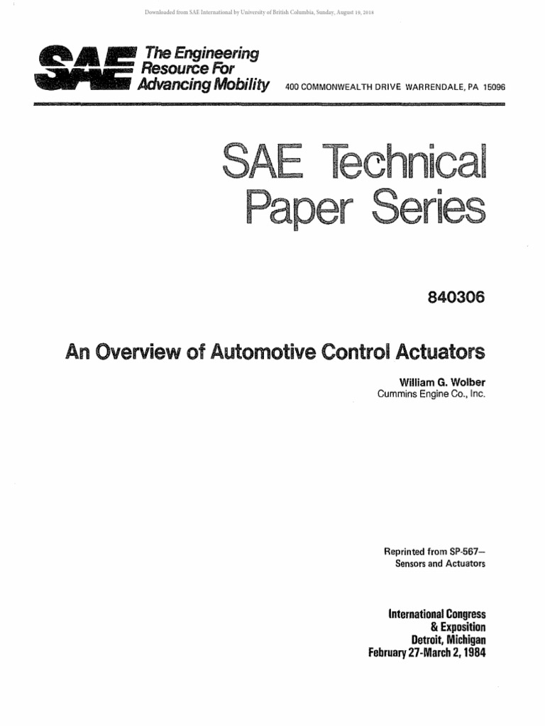 Hnic I An Overview of Automotive Control Actuators PDF Electric
