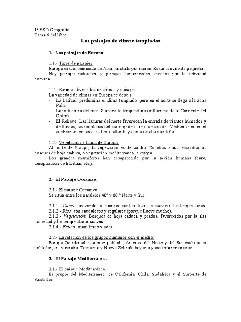 Paisajes y Climas Templados en Europa | PDF | Clima oceánico | Clima