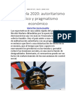 Venezuela 2020: autoritarismo político y pragmatismo económico
