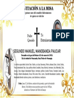 Misa de primer mes fallecimiento Padre Manuel Manobanda