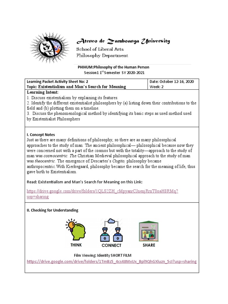 Existentialism & Meaning Study Guide | PDF | Existentialism ...