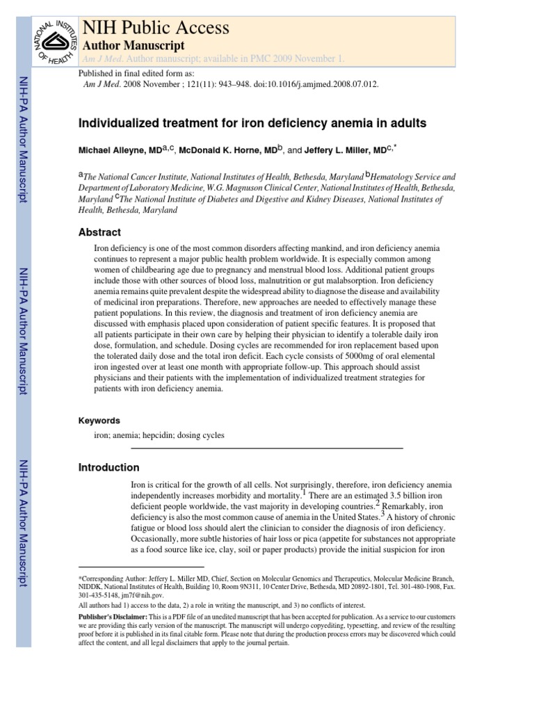 Individualized Iron Deficiency Anemia Treatment | PDF | Anemia | Iron