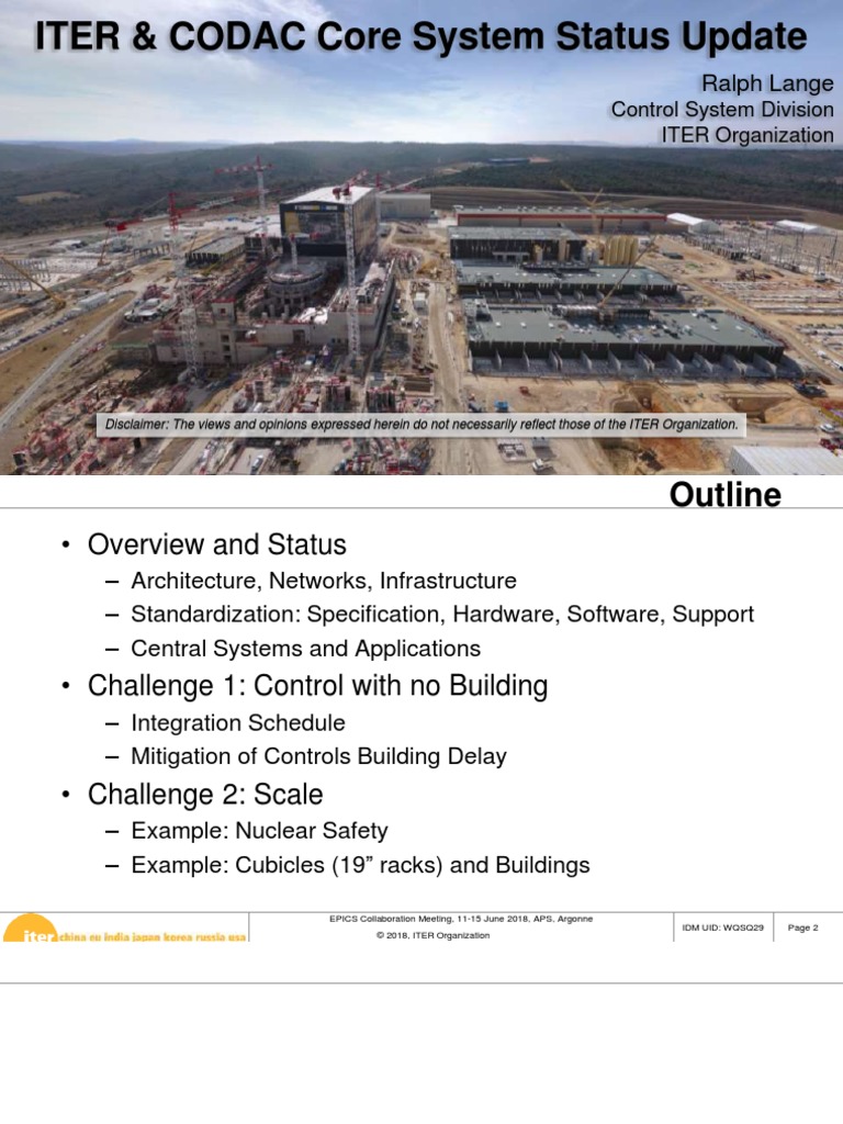 ITER & CODAC Core System Status Update: Ralph Lange | PDF ...