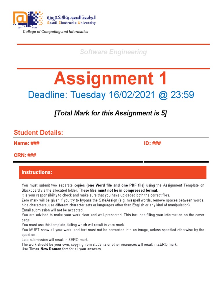 Software Engineering Assignment Guidelines | PDF | Scrum (Software ...
