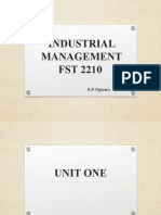 Industrial Management FST 2210: S.P. Ngwaru