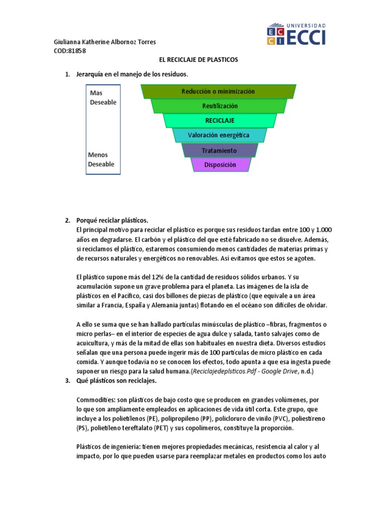 El Reciclaje de Plasticos | PDF | El plastico | Reciclaje