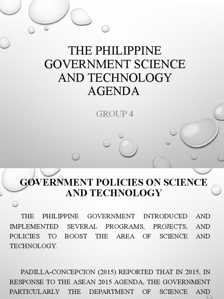 The Development of Science and Technology Policies and Programs in the