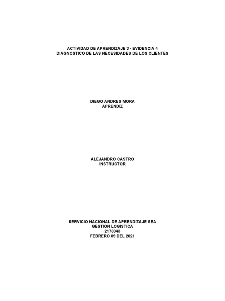 Diagnostico de Las Necesidades de Los Clientes | PDF | Cliente | Los ...