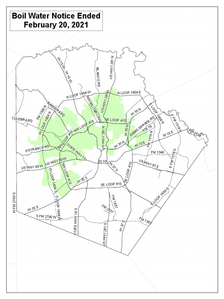 Saws Water Boil Map Saws Map - Parts Of San Antonio Released From Boil Water Notice | Pdf