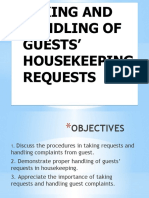Taking and Handling of Guests' Housekeeping Requests