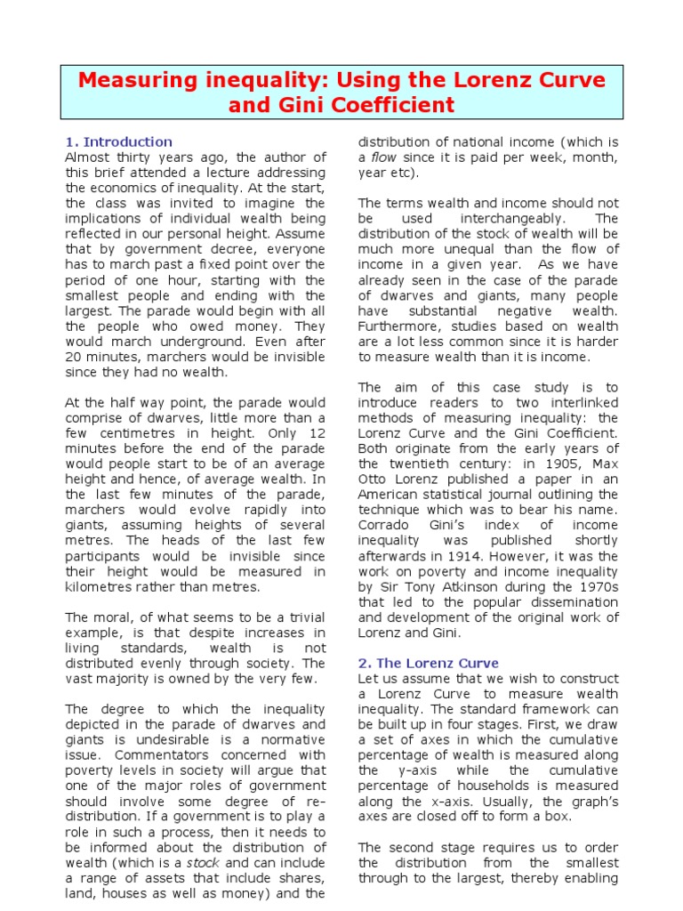 Measuring Inequality: Lorenz & Gini | PDF | Gini Coefficient | Income ...