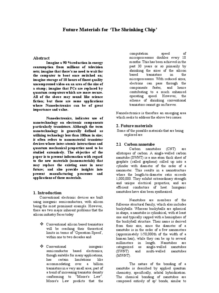 Future Materials For The Shrinking Chip' | PDF | Carbon Nanotube ...