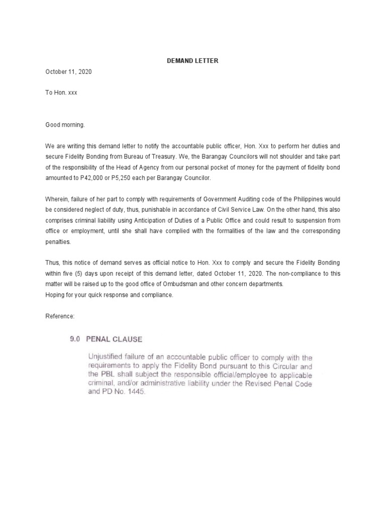 Demand for Fidelity Bond Compliance | PDF