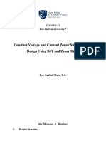 Constant Voltage and Current Power Supply Circuit Design Using BJT and Zener Diode