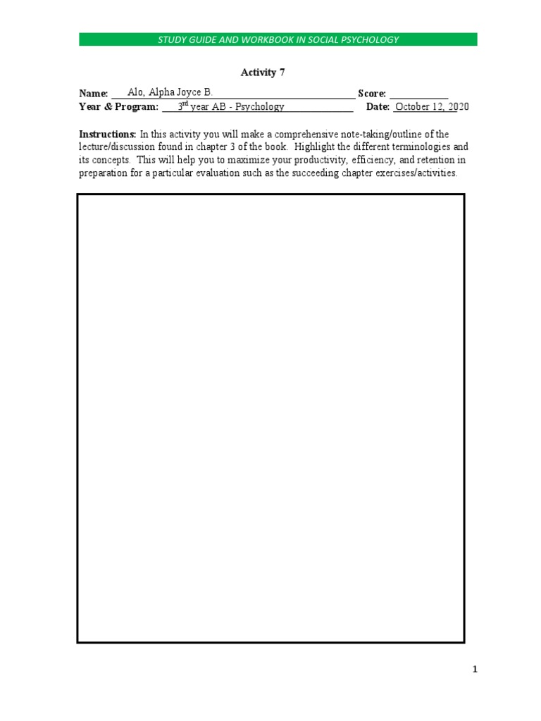 Social Psychology Study Guide Activities | PDF | Psychological Attitude ...
