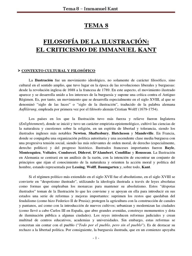 Crítica de la razón en Kant y la Ilustración | PDF | A priori y a ...
