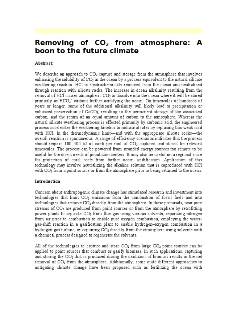 Ocean CO2 Capture via HCl Removal | PDF | Alkalinity | Carbon Dioxide