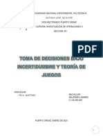 Toma de Decisiones Bajo Incertidumbre y Teoría de Juegos (Investigación de Operaciones II)