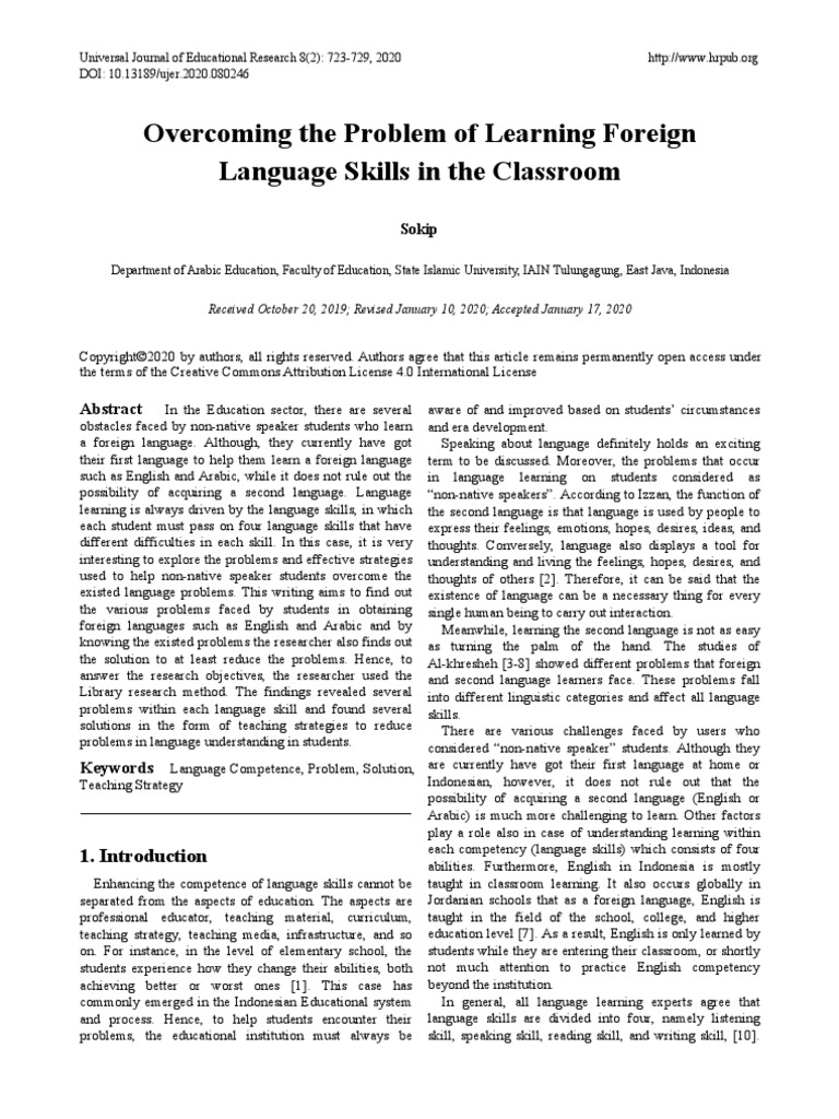 Overcoming The Problem of Learning Foreign Languag | PDF | Foreign ...