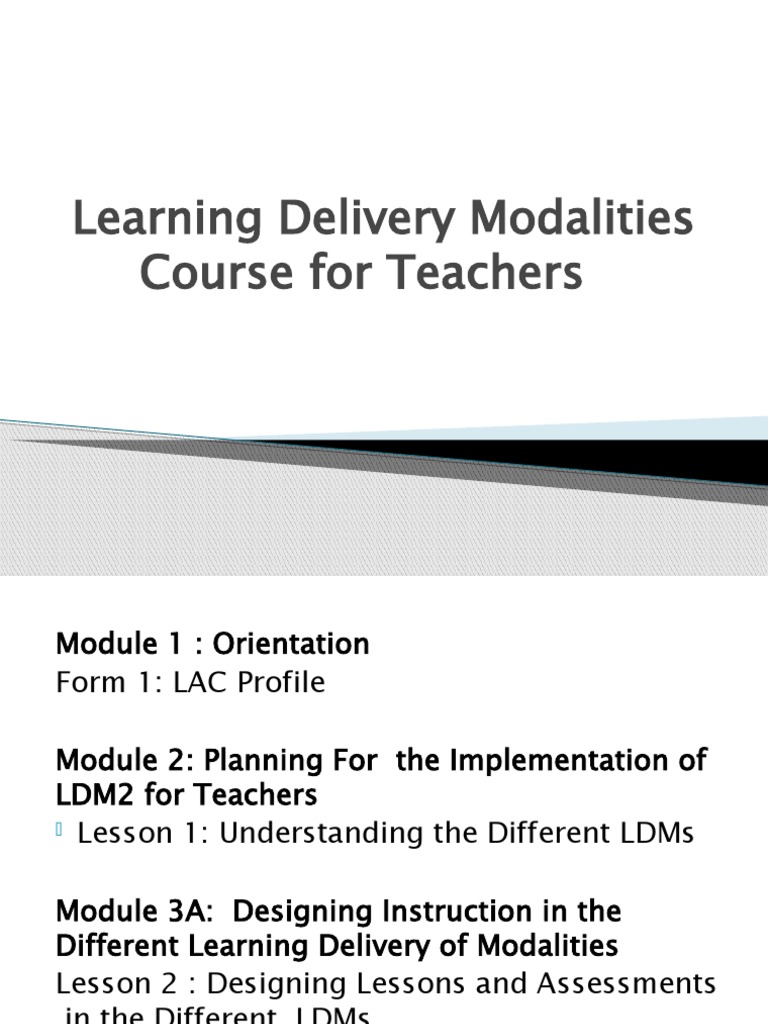 Learning Delivery Modalities Course For Teachers Pdf