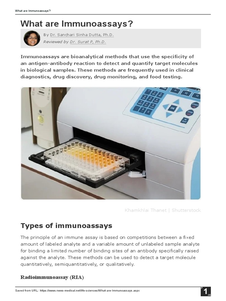 What Are Immunoassays PDF Immunoassay Elisa