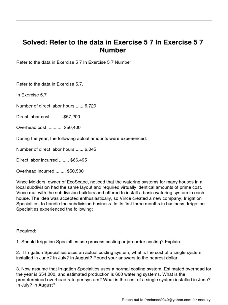 Refer To The Data in Exercise 5 7 in Exercise 5 7 Number | PDF | Business