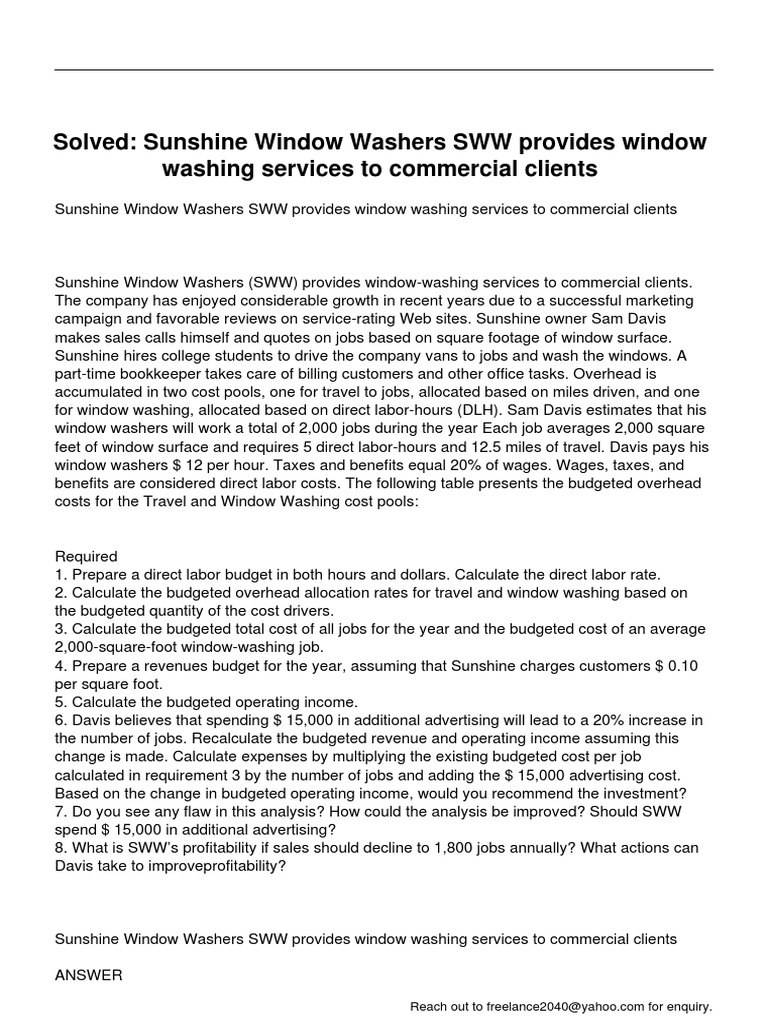 Sunshine Window Washers SWW Provides Window Washing Services To ...