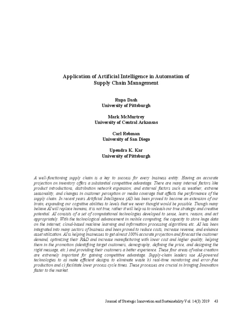 AI in Supply Chain Management | PDF | Artificial Intelligence ...