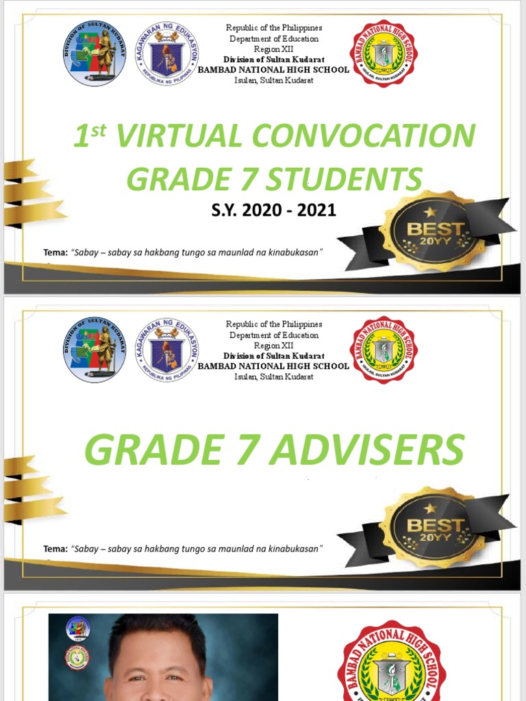 1 Virtual Convocation Grade 7 Students: Division of Sultan Kudarat ...