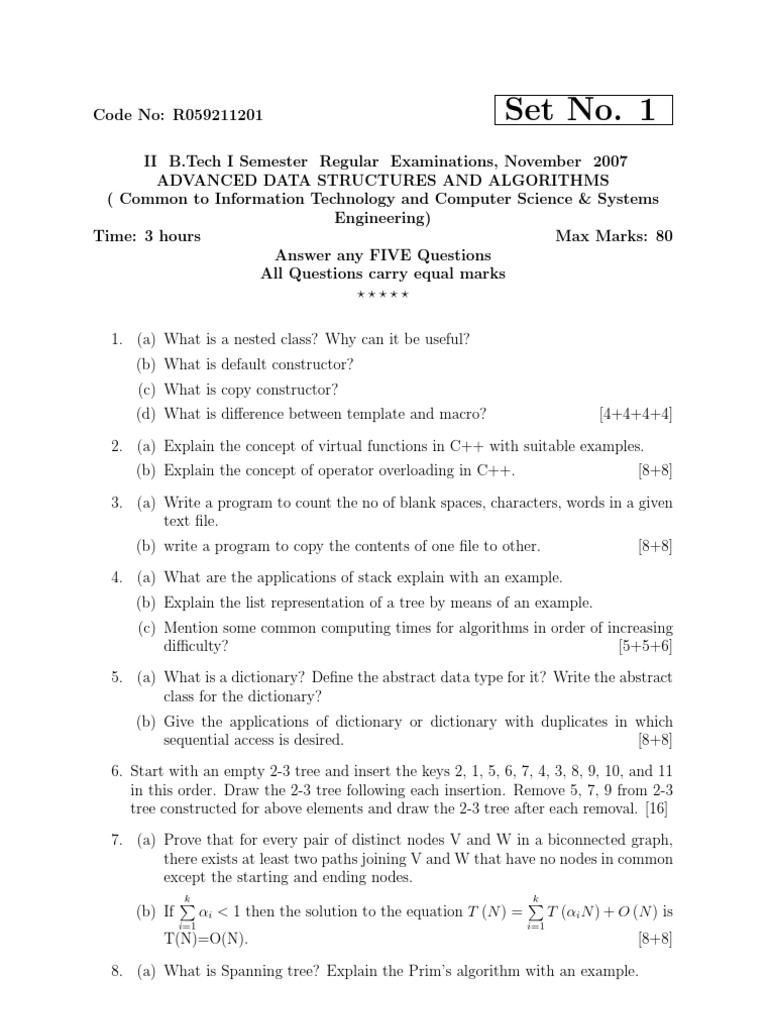 r059211201 Advanced Data Structures and Algorithms | PDF