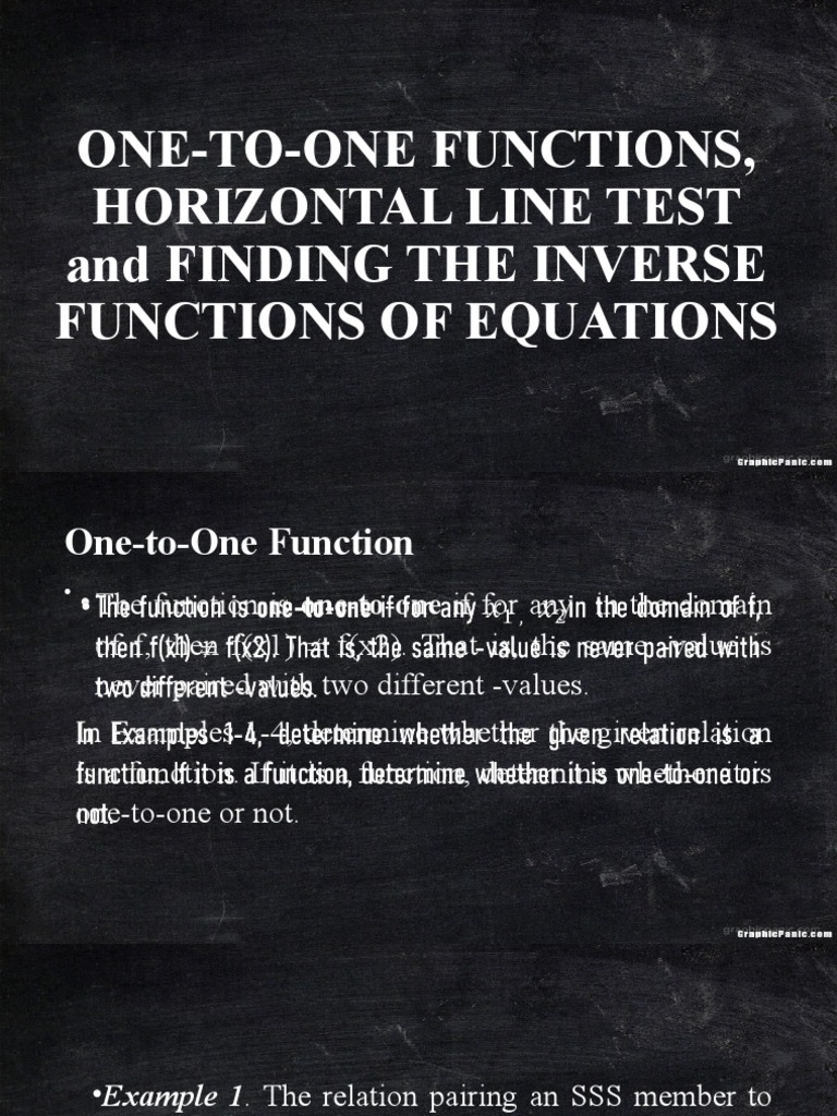 One-To-One Functions, Horizontal Line Test and Finding The Inverse ...