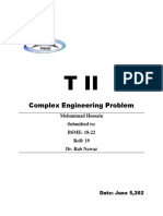 Complex Engineering Problem: Mohammad Hussain Submitted To: BSME: 18-22 Roll: 19 Dr. Rab Nawaz