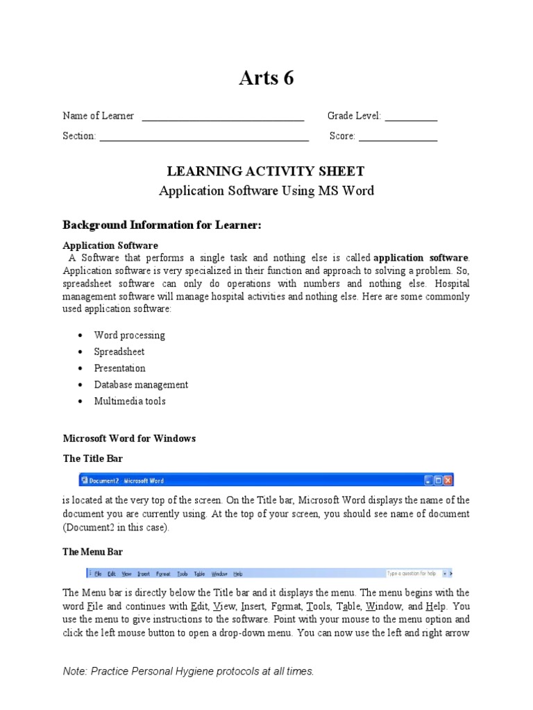 MS Word Application Software Guide | PDF | Career & Growth | Art