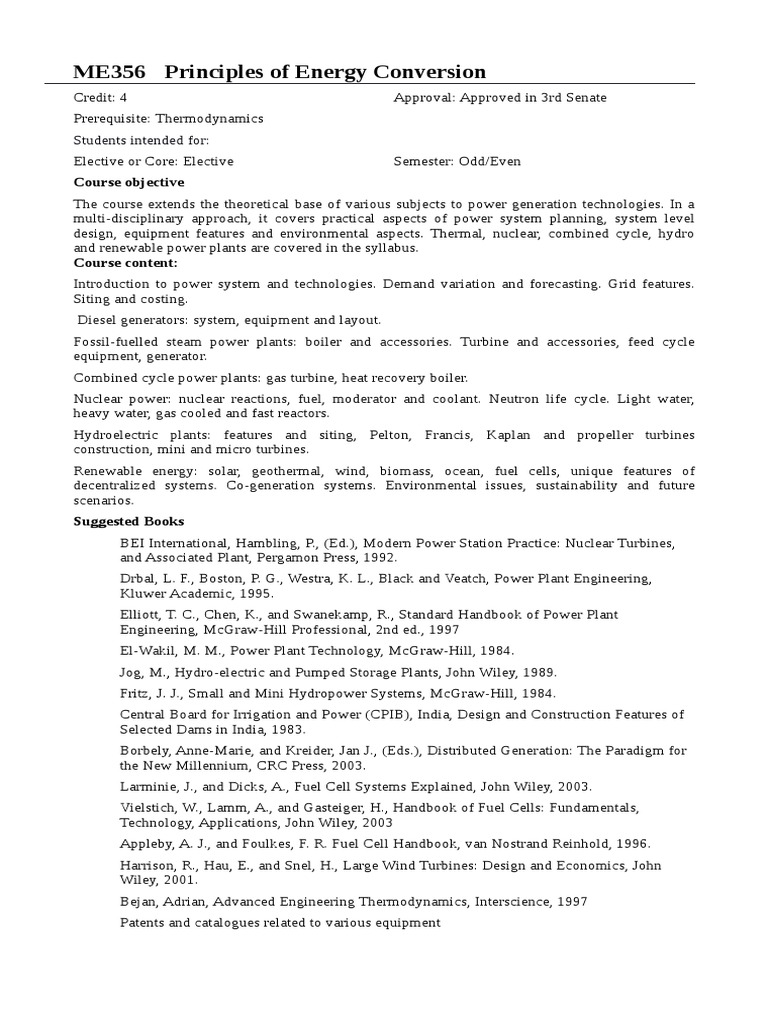 ME356 Principles of Energy Conversion: Students Intended For | PDF ...