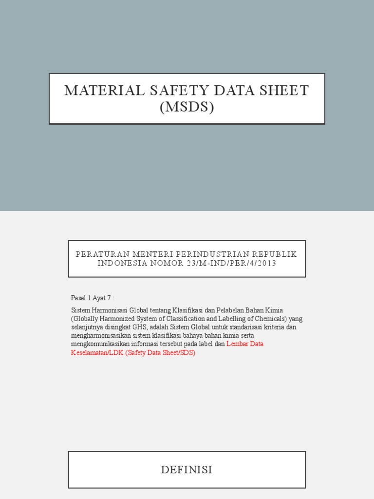 Material Safety Data Sheet (MSDS) | PDF | Sains & Matematika