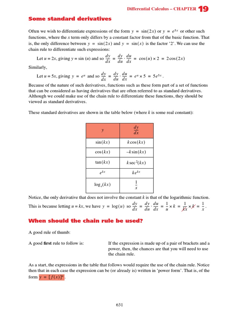 Differentiation of Standard Functions | PDF | Derivative ...