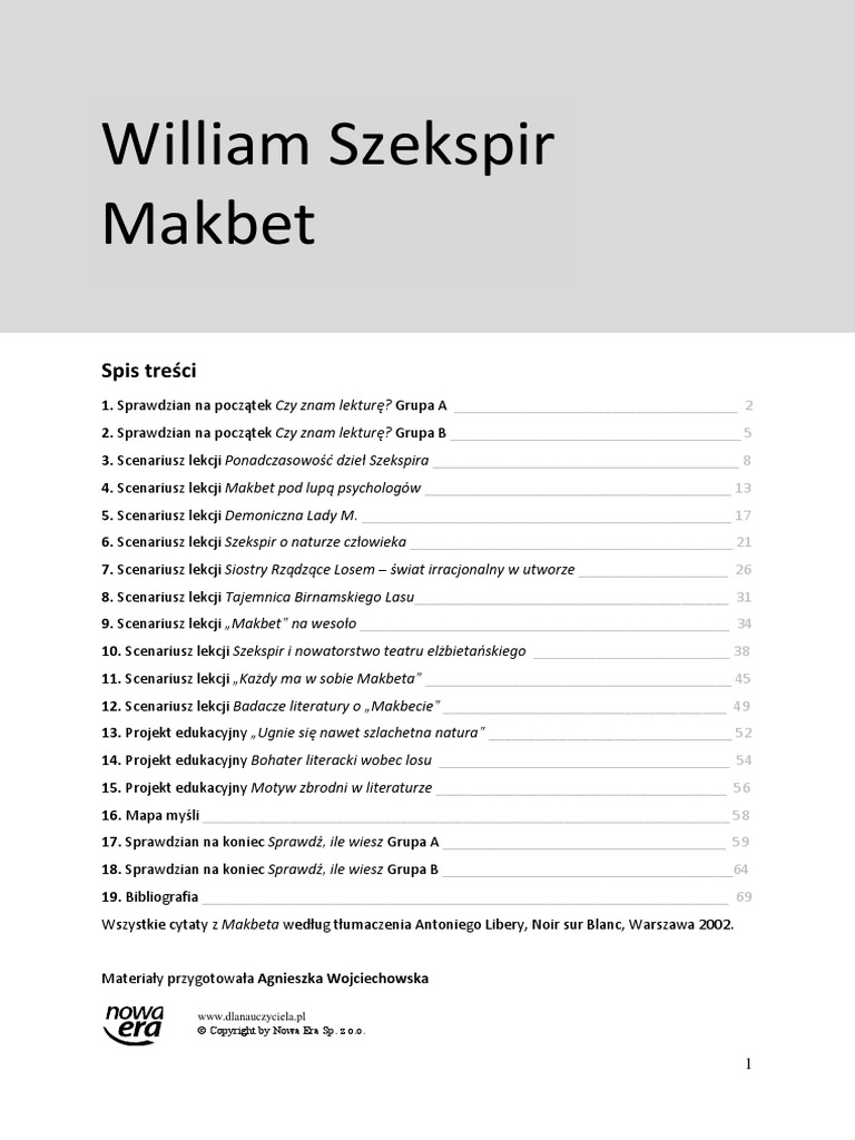 Makbet Opracowanie Lektury