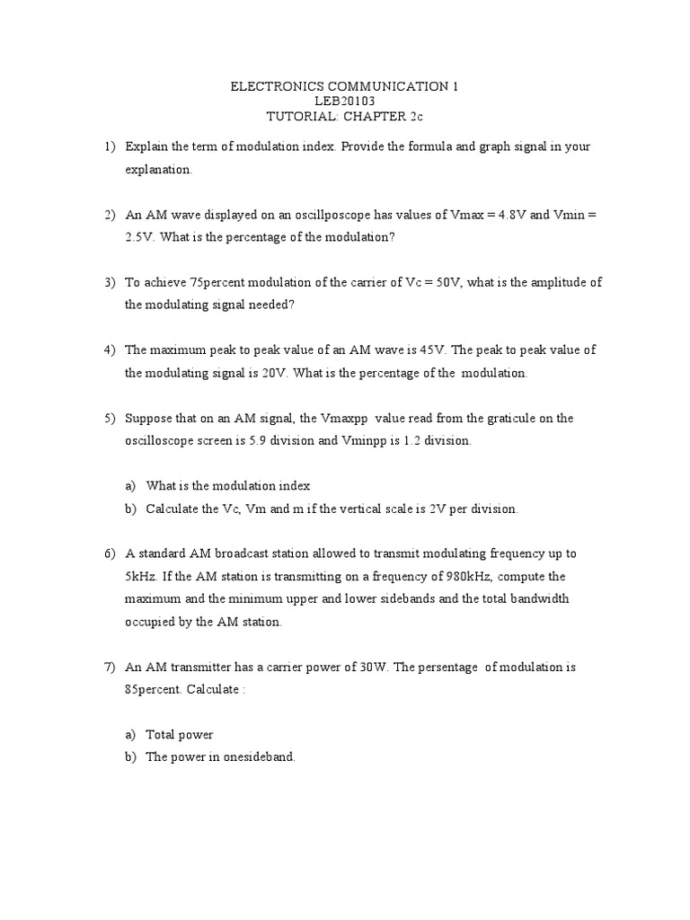 AM Modulation Concepts and Calculations | PDF | Computers | Technology ...